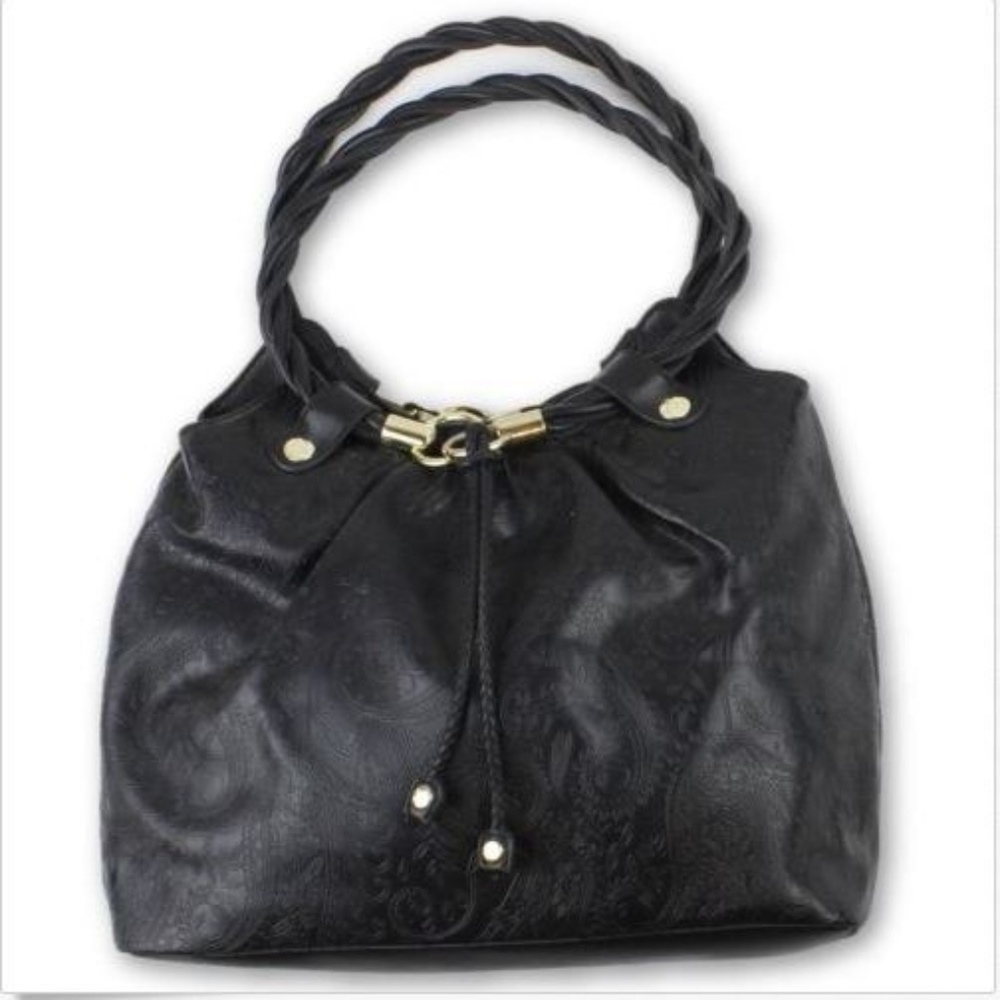 Relic Embossed Paisley Print Black Shoulder Bag